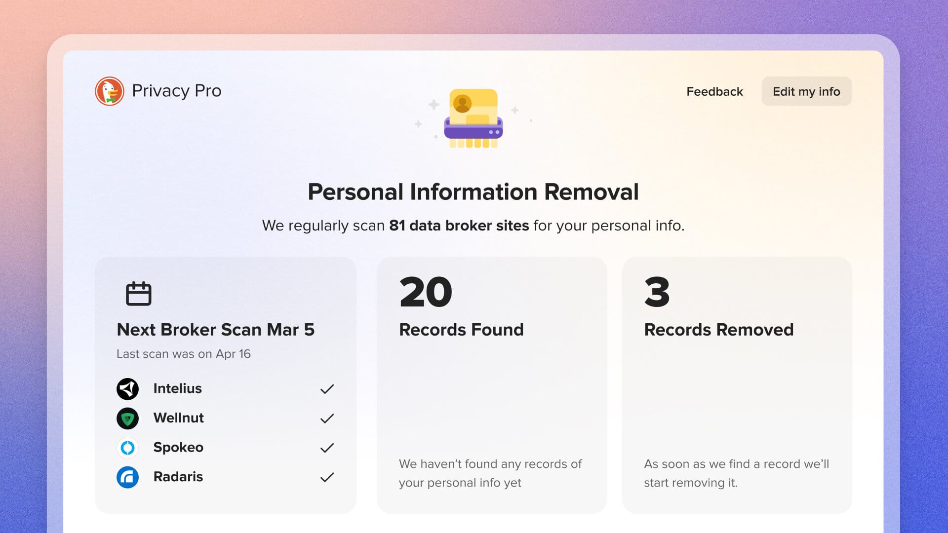 New Personal Information Removal Dashboard